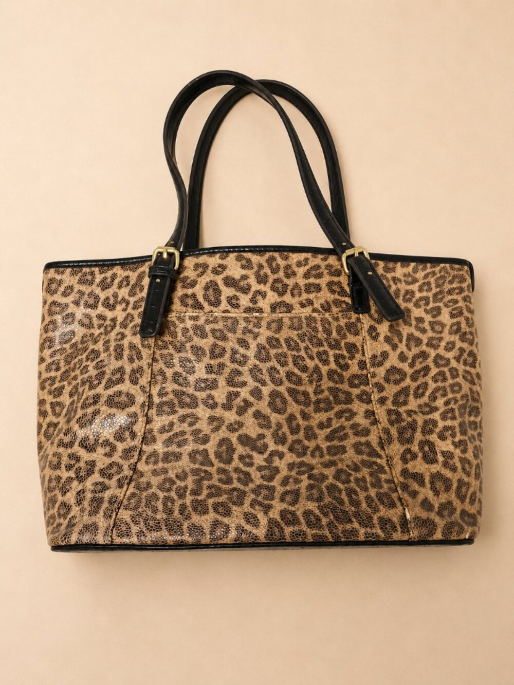 Ann Kline Leopard & Gold Tote w/the iconic Lion Charm - Picture 3 of 8